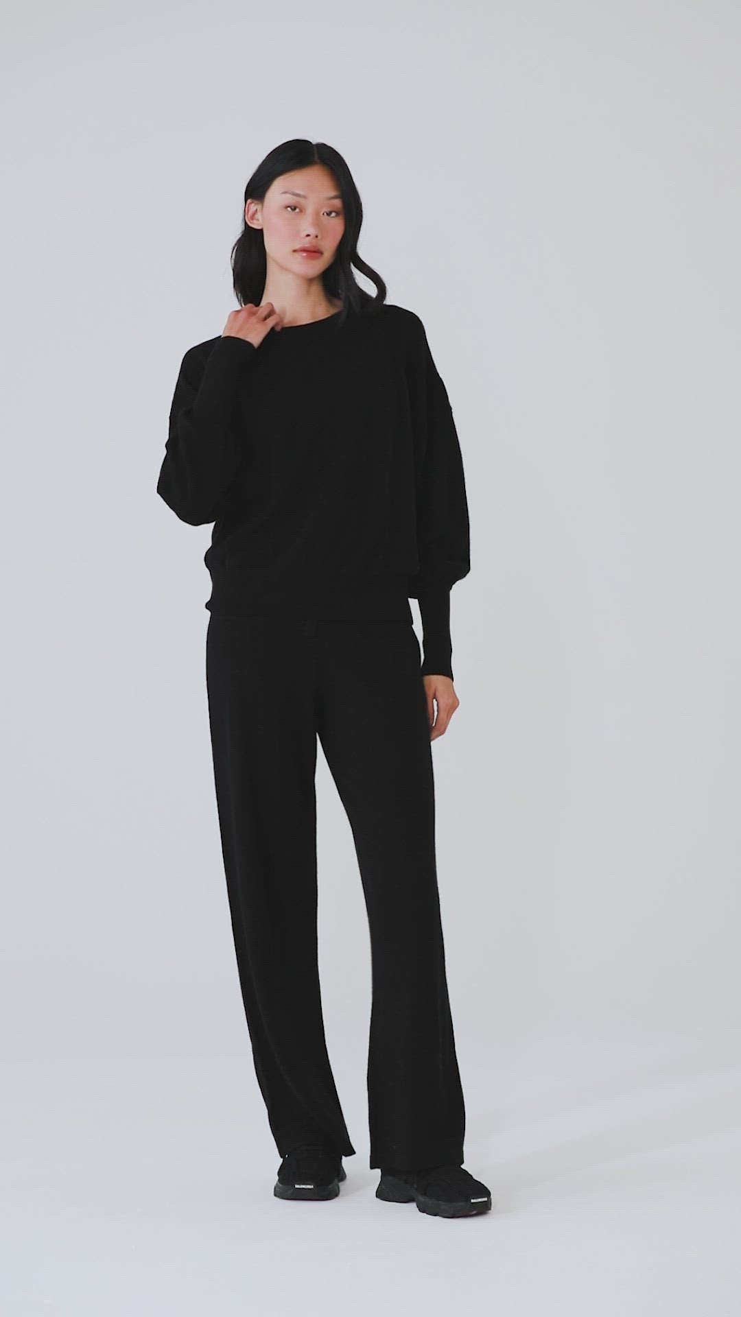 Cashmere Jet Set Crew - Dove Grey Heather