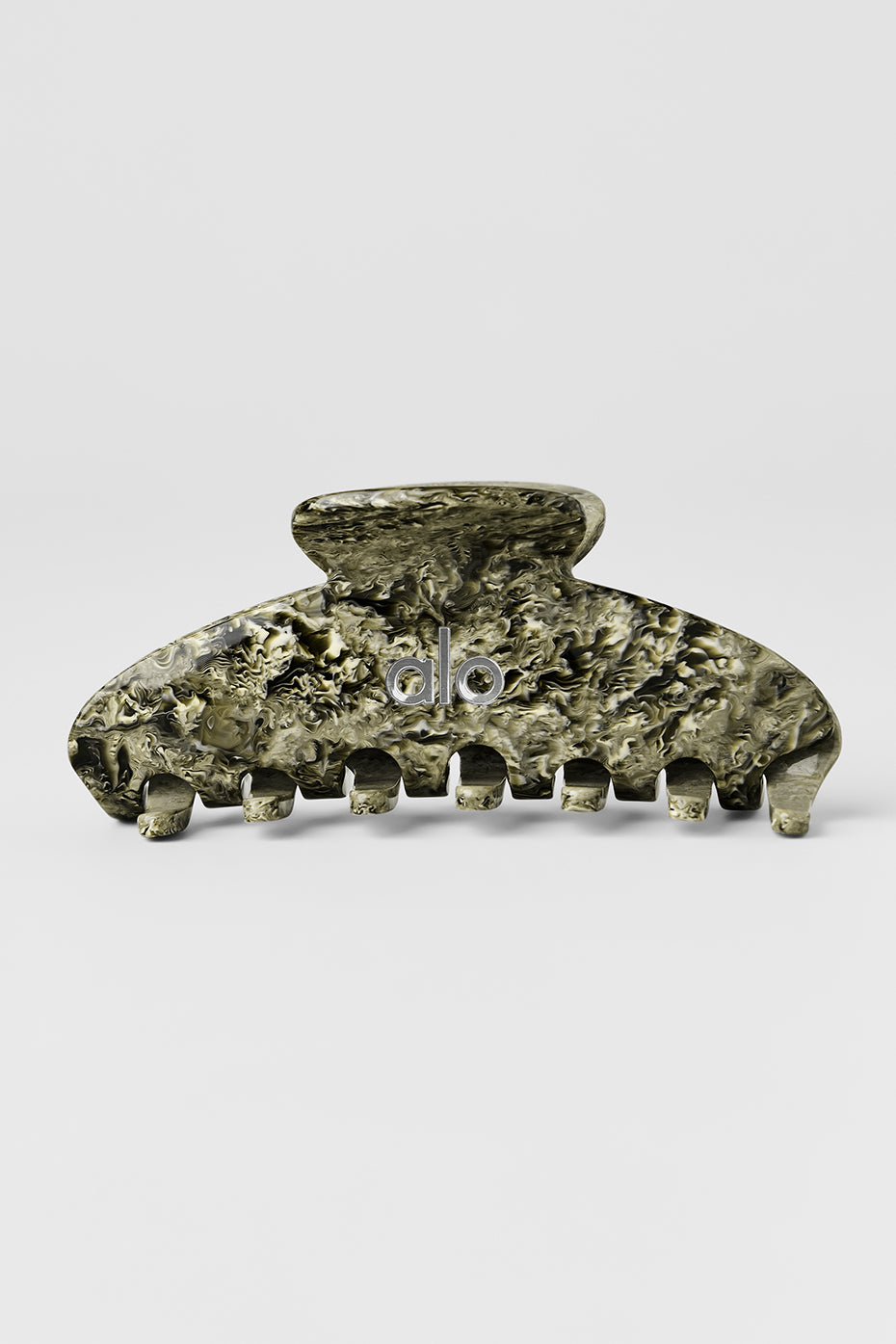 90's Claw Clip - Green Olive Marble