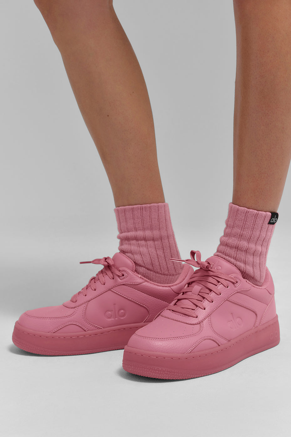 Unisex Half-Crew Scrunch Sock - Pink Wild Rose