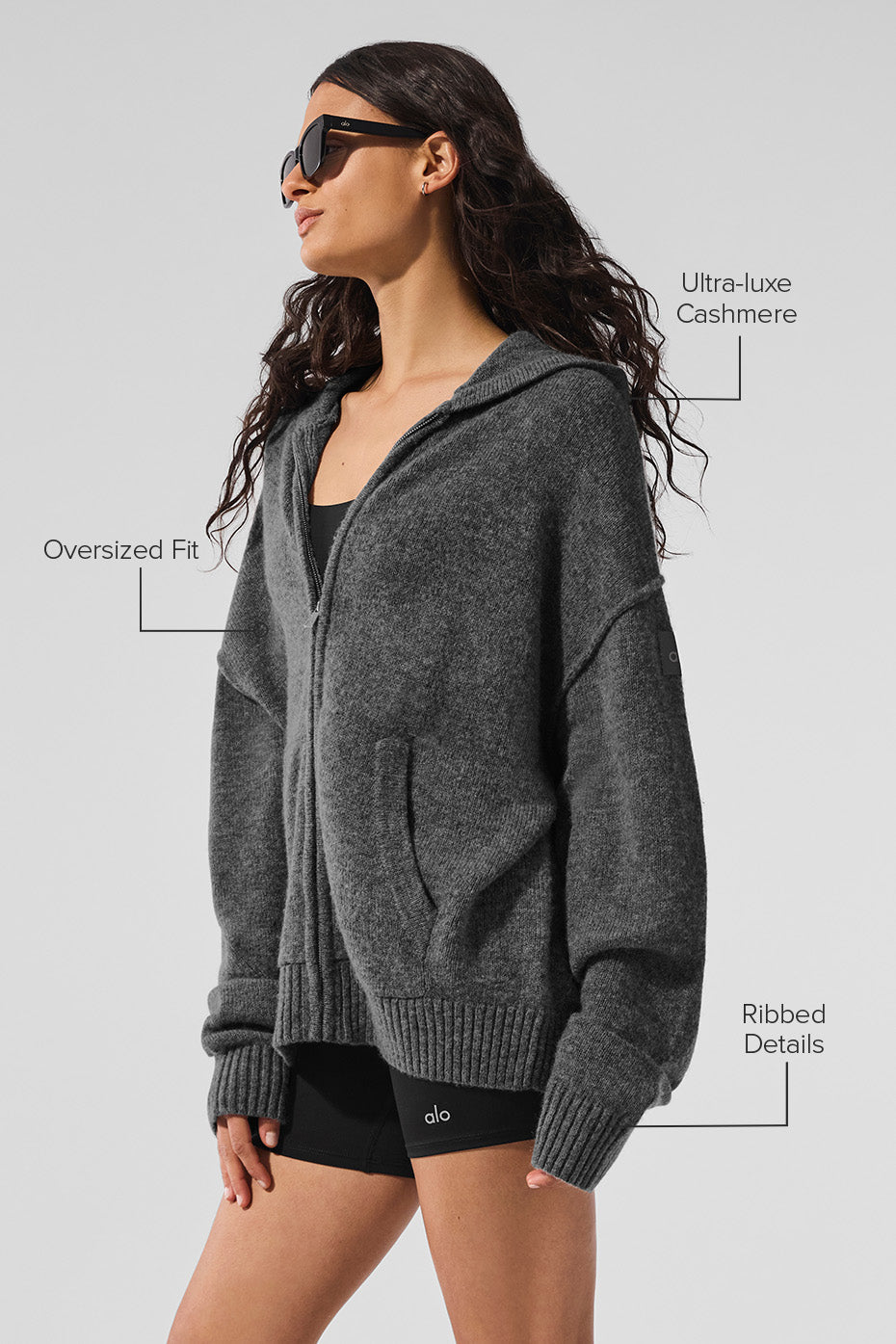 New Class Cashmere Full Zip Hoodie - Platinum Grey