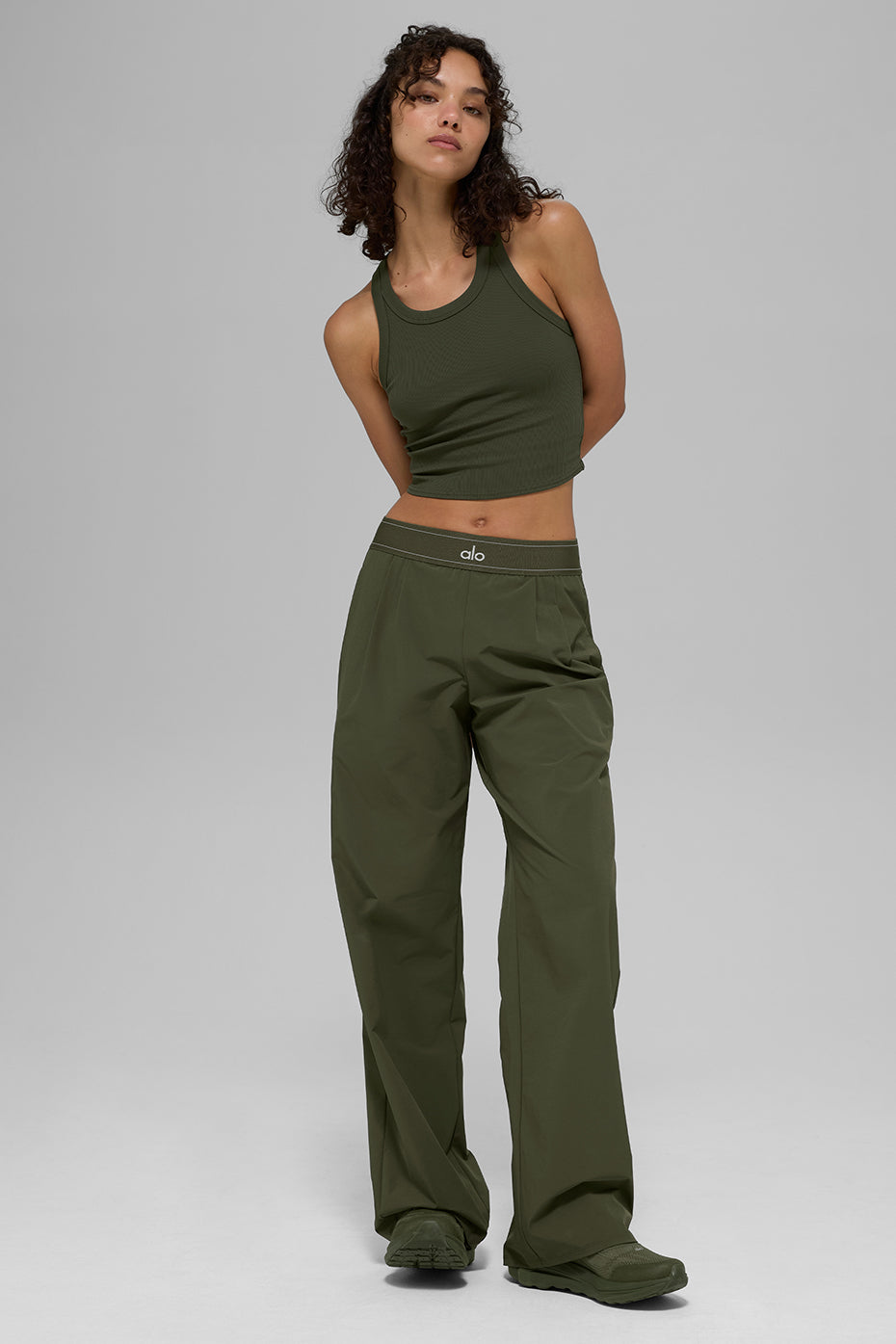 Goddess Ribbed Go-To Tank - Green Olive