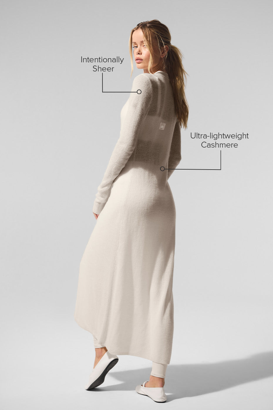Sheer Cashmere Long Cardigan - Ivory