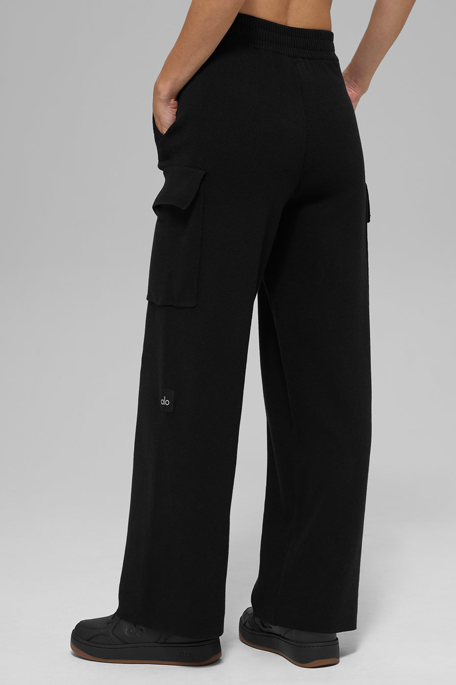Scholar Knit High-Waist Cargo Pant - Black
