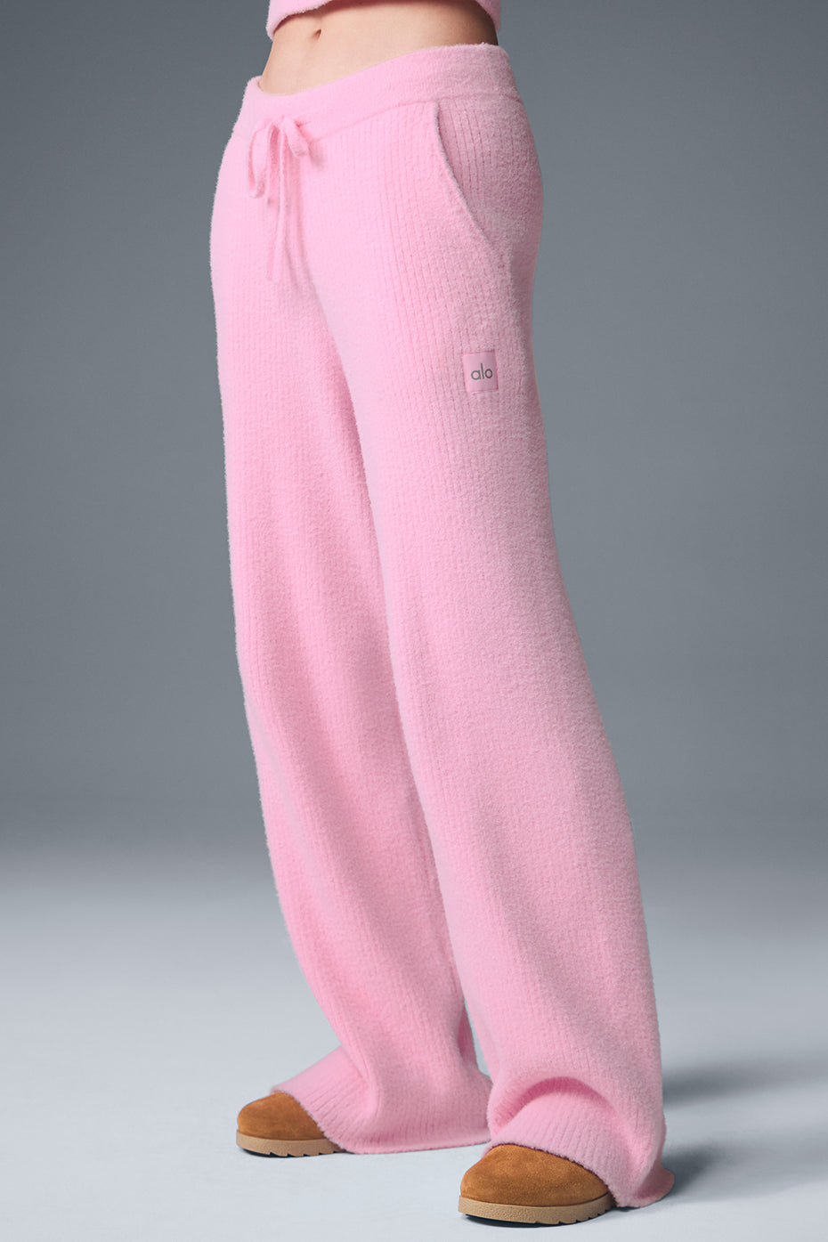 Snuggle Up Sweater High-Waist Wide Leg Pant - Sweet Pink