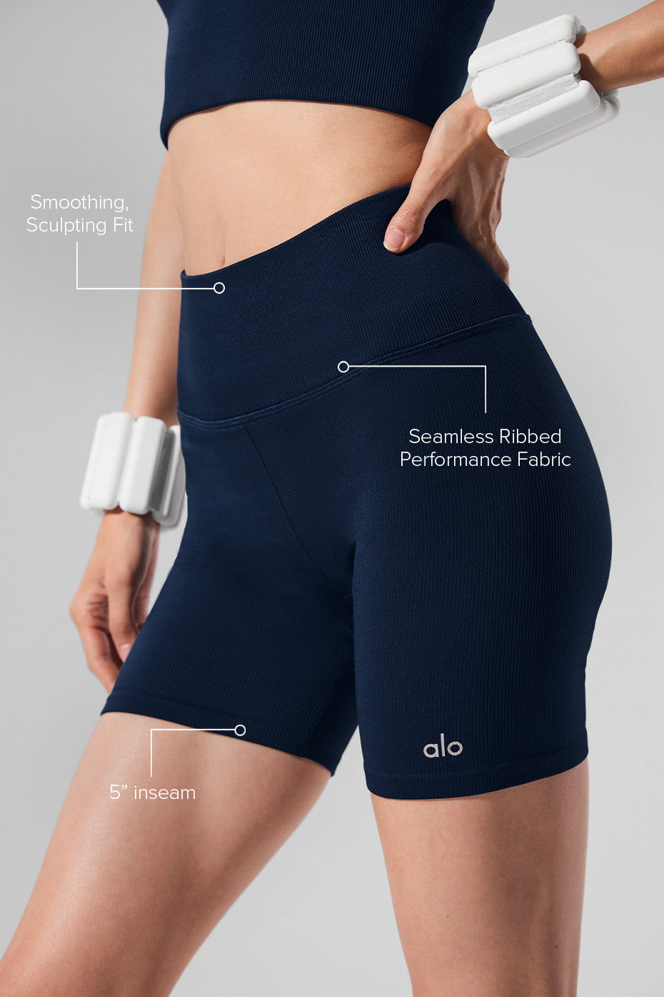 5" Seamless Ribbed Favorite Short - Navy
