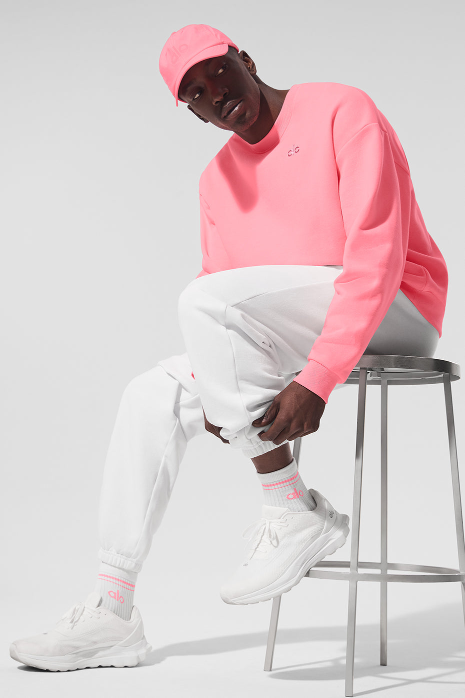 Unisex Half-Crew Throwback Sock - White/Neon Bubblegum