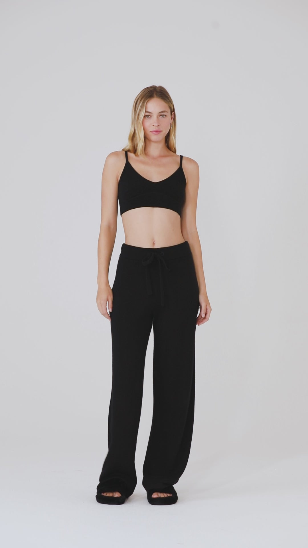 Cashmere High-Waist Jet Set Wide Leg Pant - Dove Grey Heather