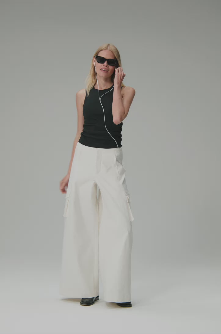 Show Off Cargo Wide Leg Trouser (Regular) - Ivory
