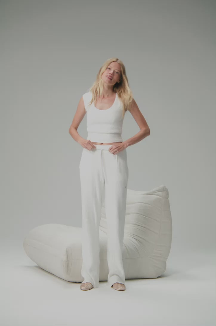 Snuggle Up Sweater High-Waist Wide Leg Pant - Toasted Almond