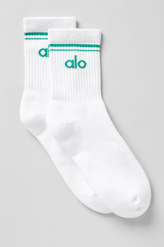 Unisex Half-Crew Throwback Sock - White/Spruce Green