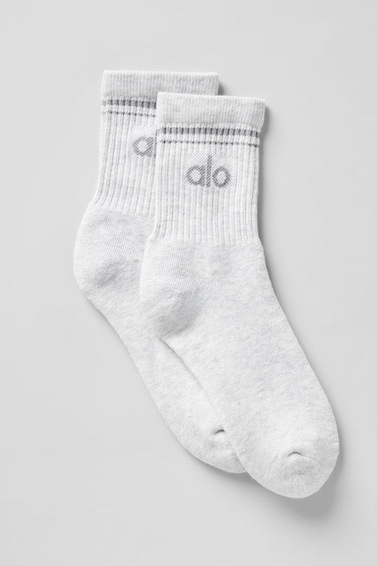 Unisex Half-Crew Throwback Sock - White Heather/Grey