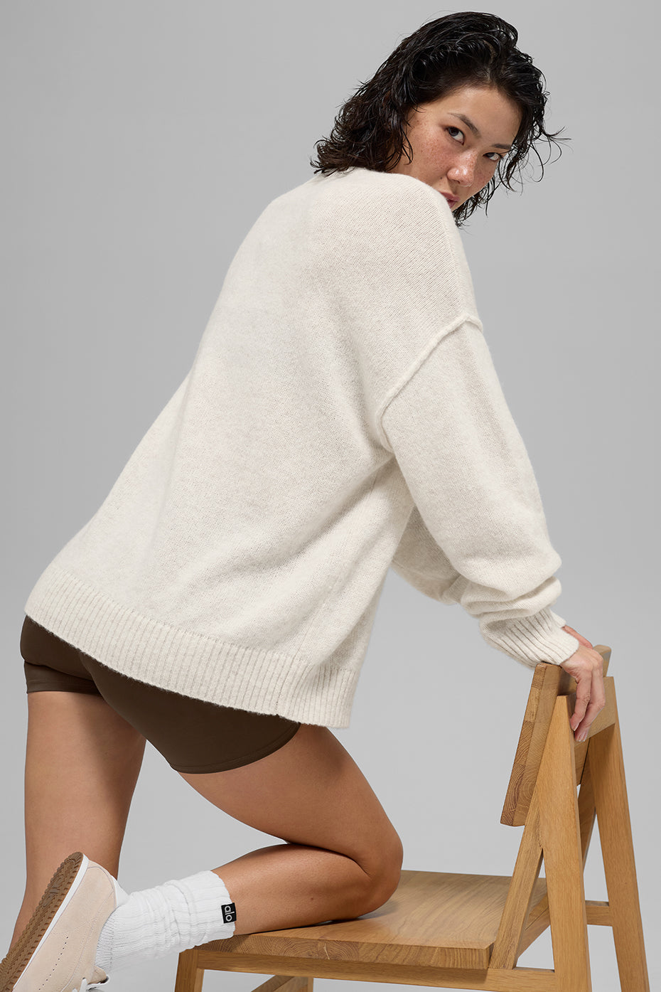 New Class Cashmere Crewneck Sweater - Bone Heather