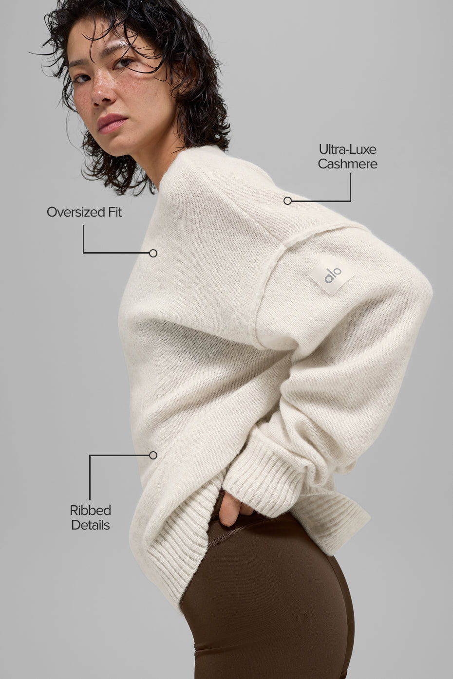 New Class Cashmere Crewneck Sweater - Bone Heather