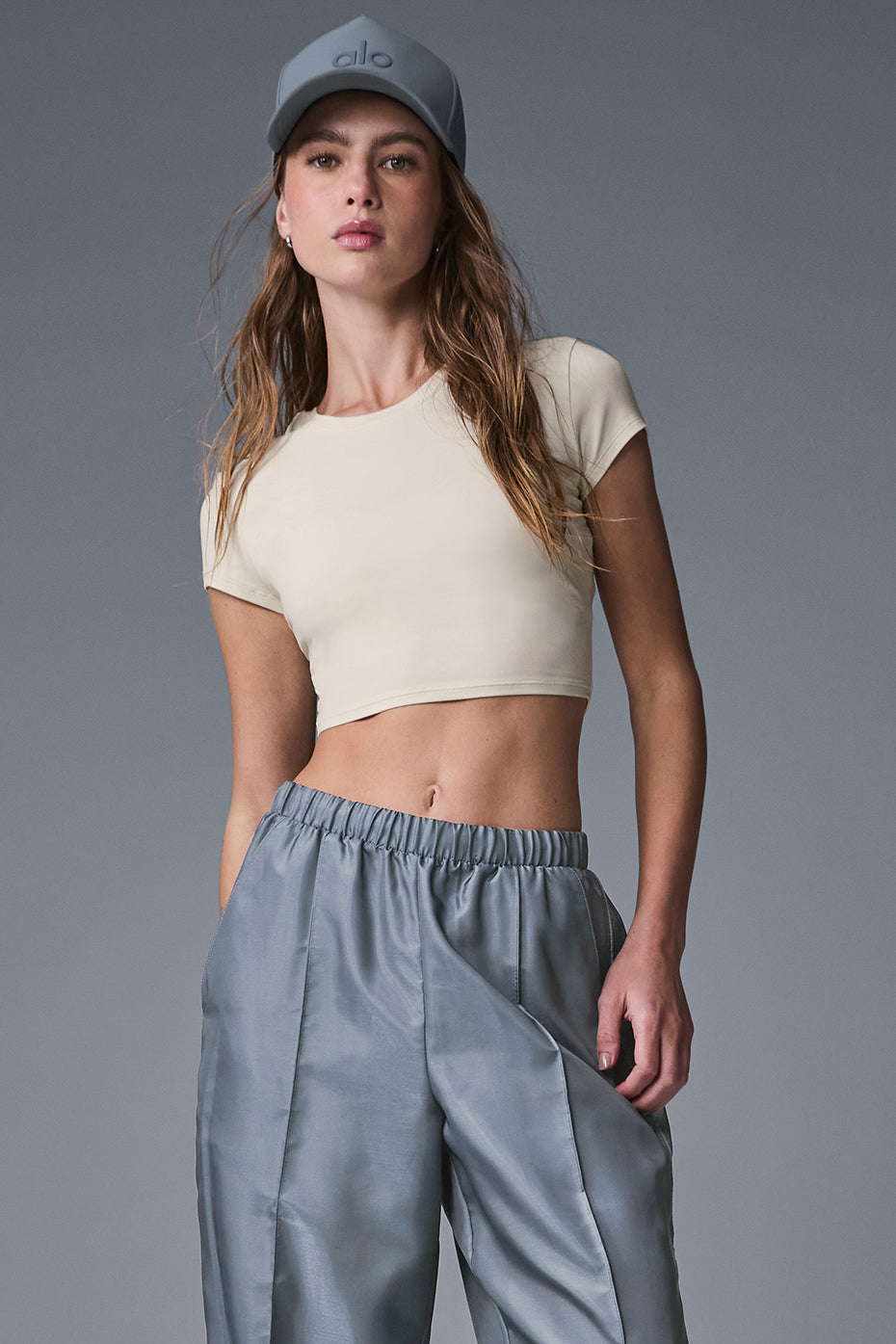 Alosoft Crop Finesse Short Sleeve - Oat Milk