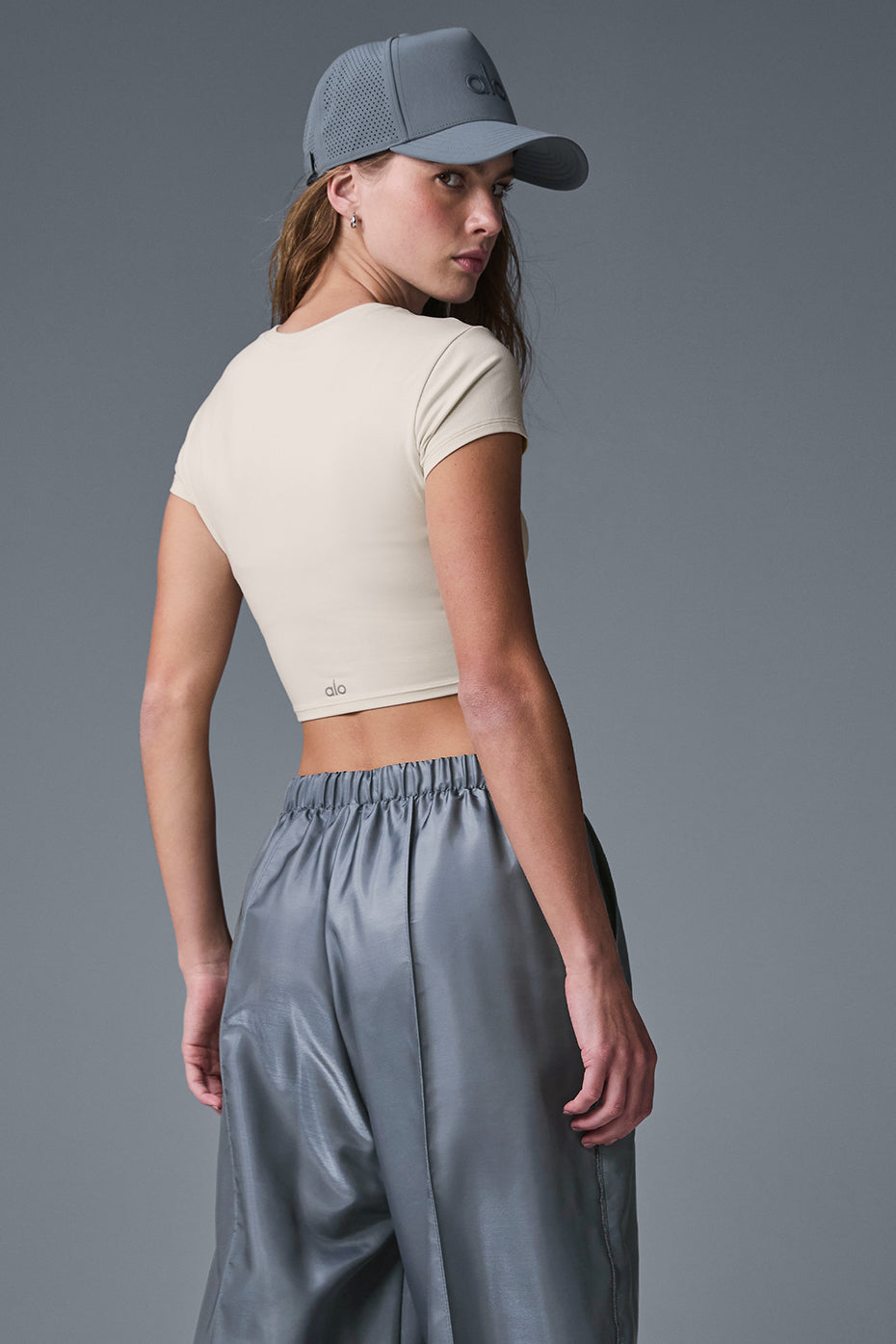 Alosoft Crop Finesse Short Sleeve - Oat Milk