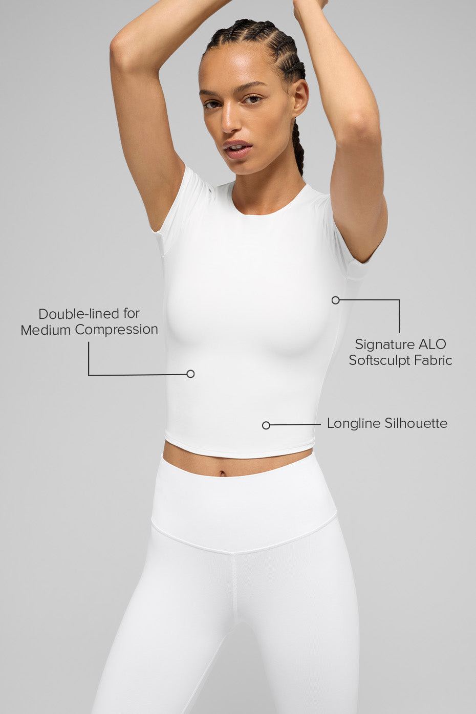 ALO Softsculpt Precision Short Sleeve Top - White