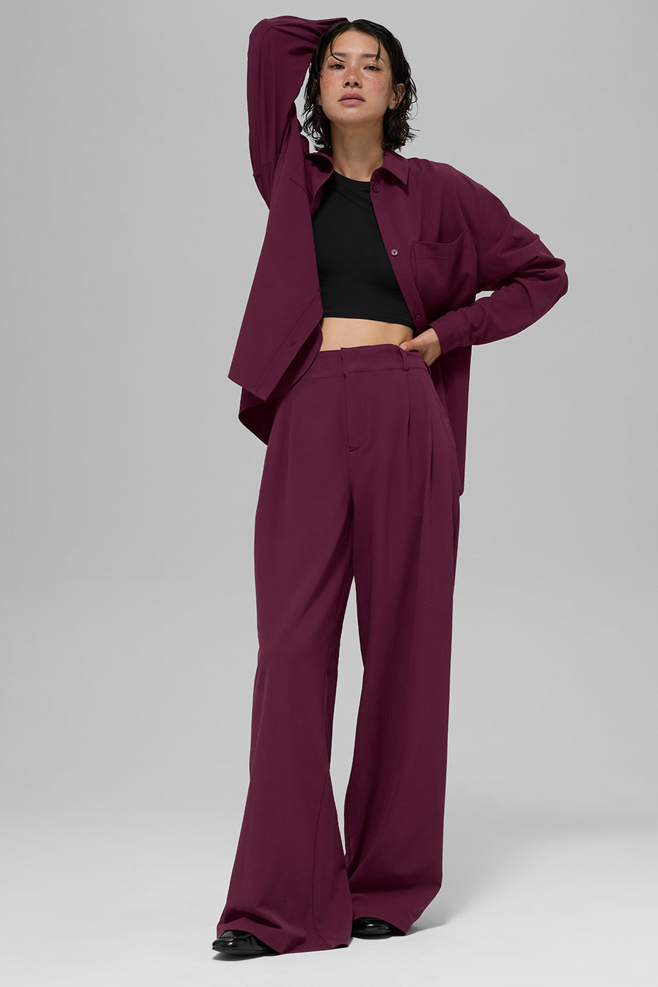 Dreamscape Button Down Long Sleeve - Burgundy