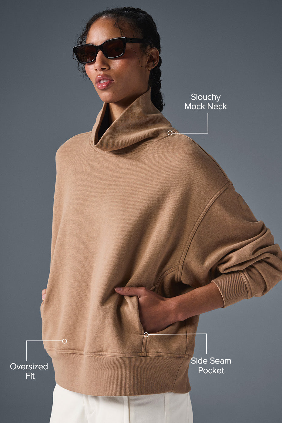Hazy Mock Neck Pullover - Toasted Almond