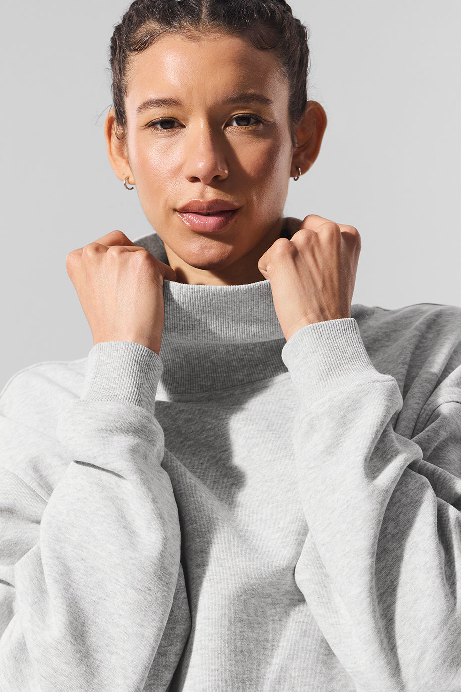 Hazy Mock Neck Pullover - Light Athletic Heather Grey