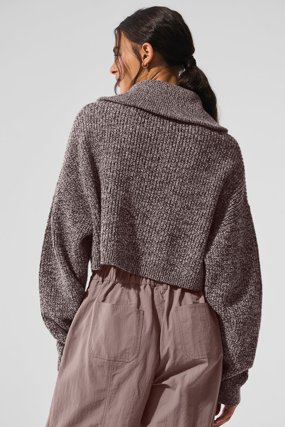 Marl Sweater 1/4 Zip Pullover - Mushroom Marl