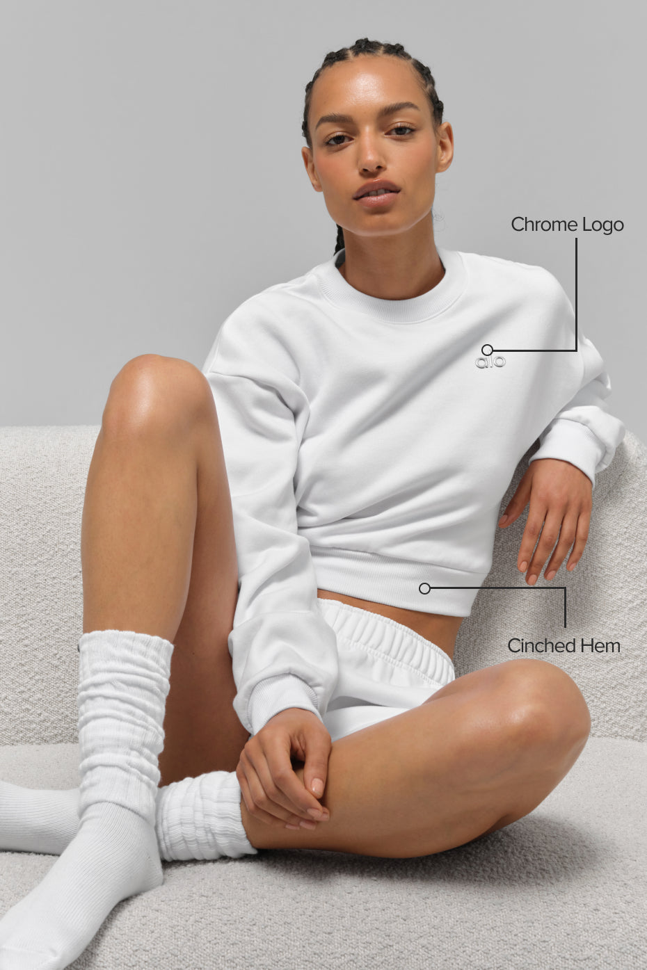 Cropped Accolade Crewneck - White
