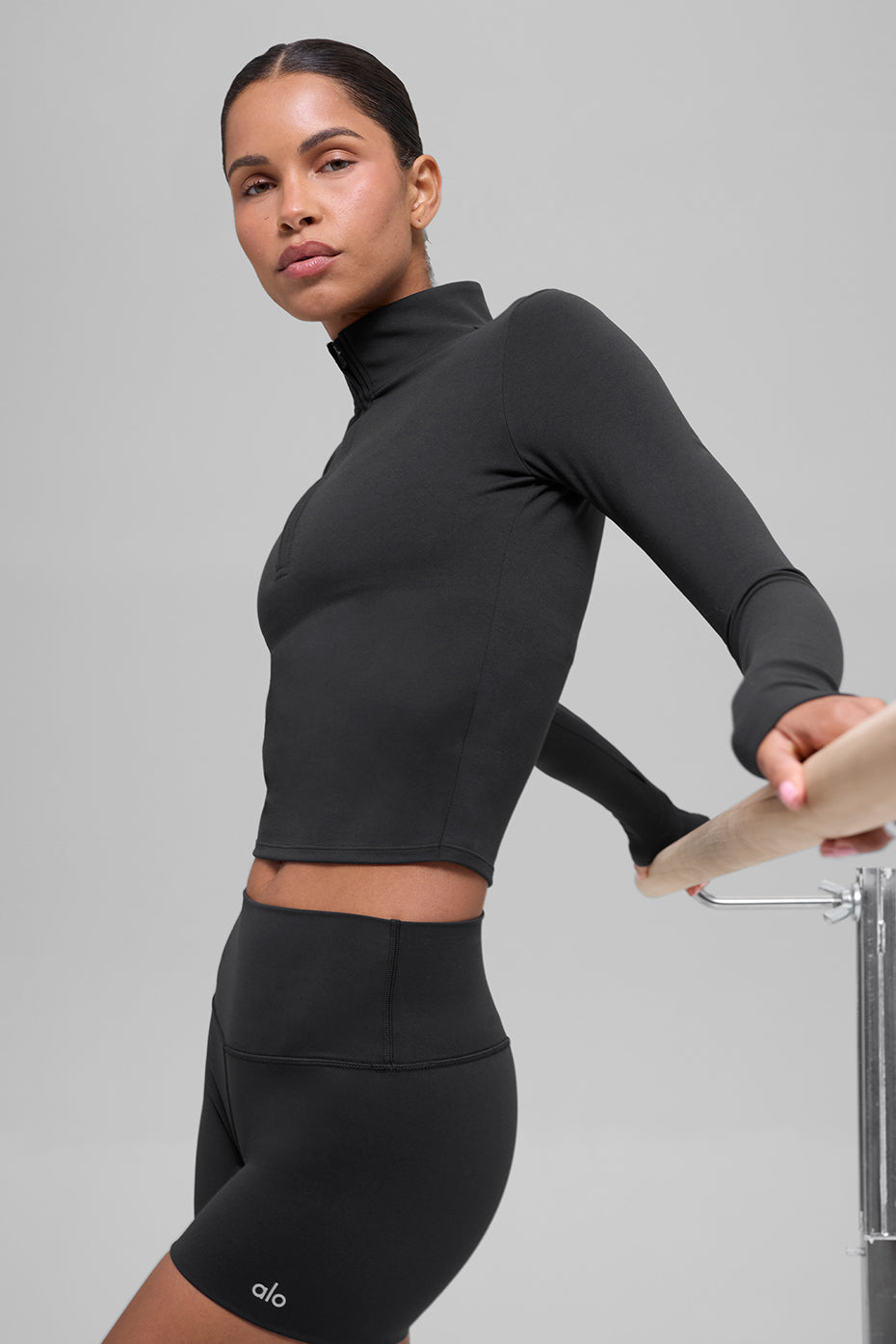 ALO Softsculpt Precision 1/4 Zip Long Sleeve - Black