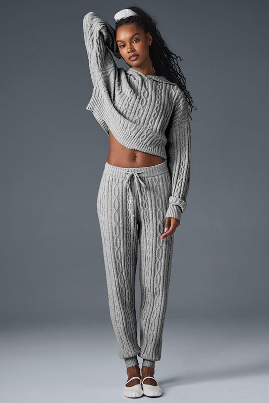 Cable Knit Winter Bliss Pant - Athletic Heather Grey