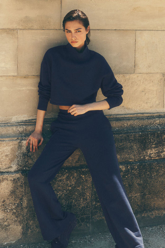 Serenity Wide Leg Sweatpant - Navy