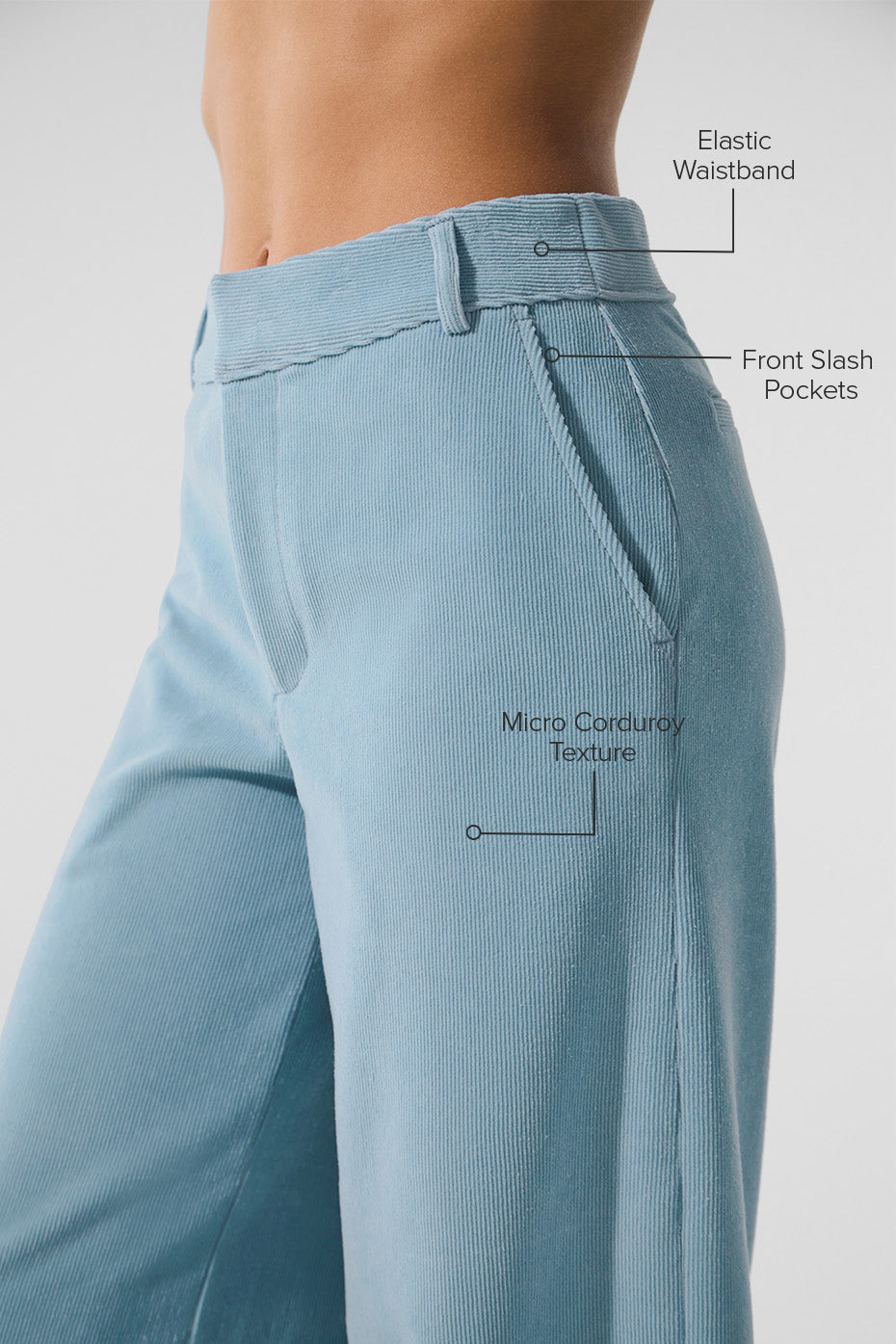 Micro Corduroy Mid-Rise Dreamer Wide Leg Trouser - Celestial Blue