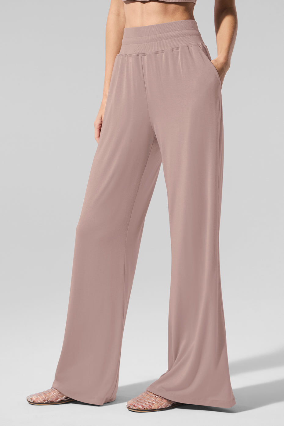 Semi-Sheer Delicate Lounge Flare Pant - Taupe