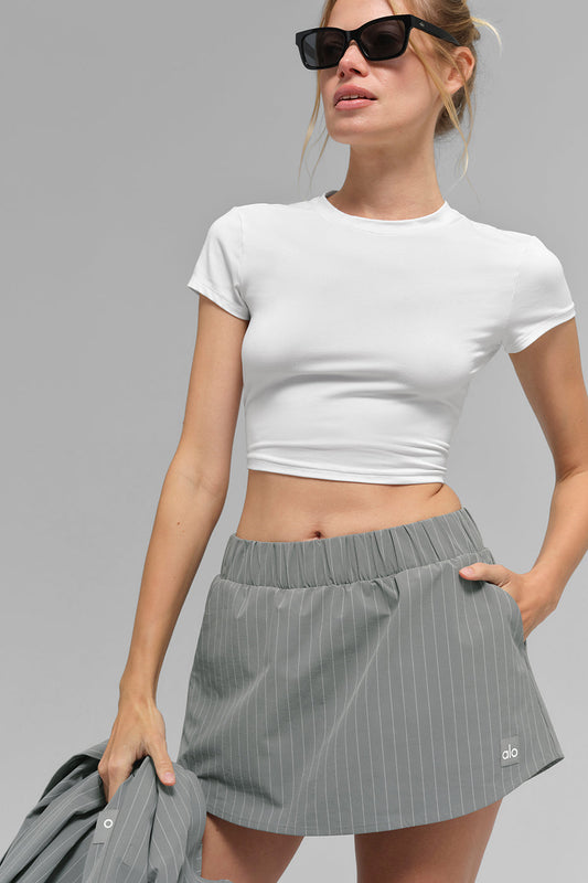 Pinstripe Daylight Mini Skirt - Lunar Grey/White