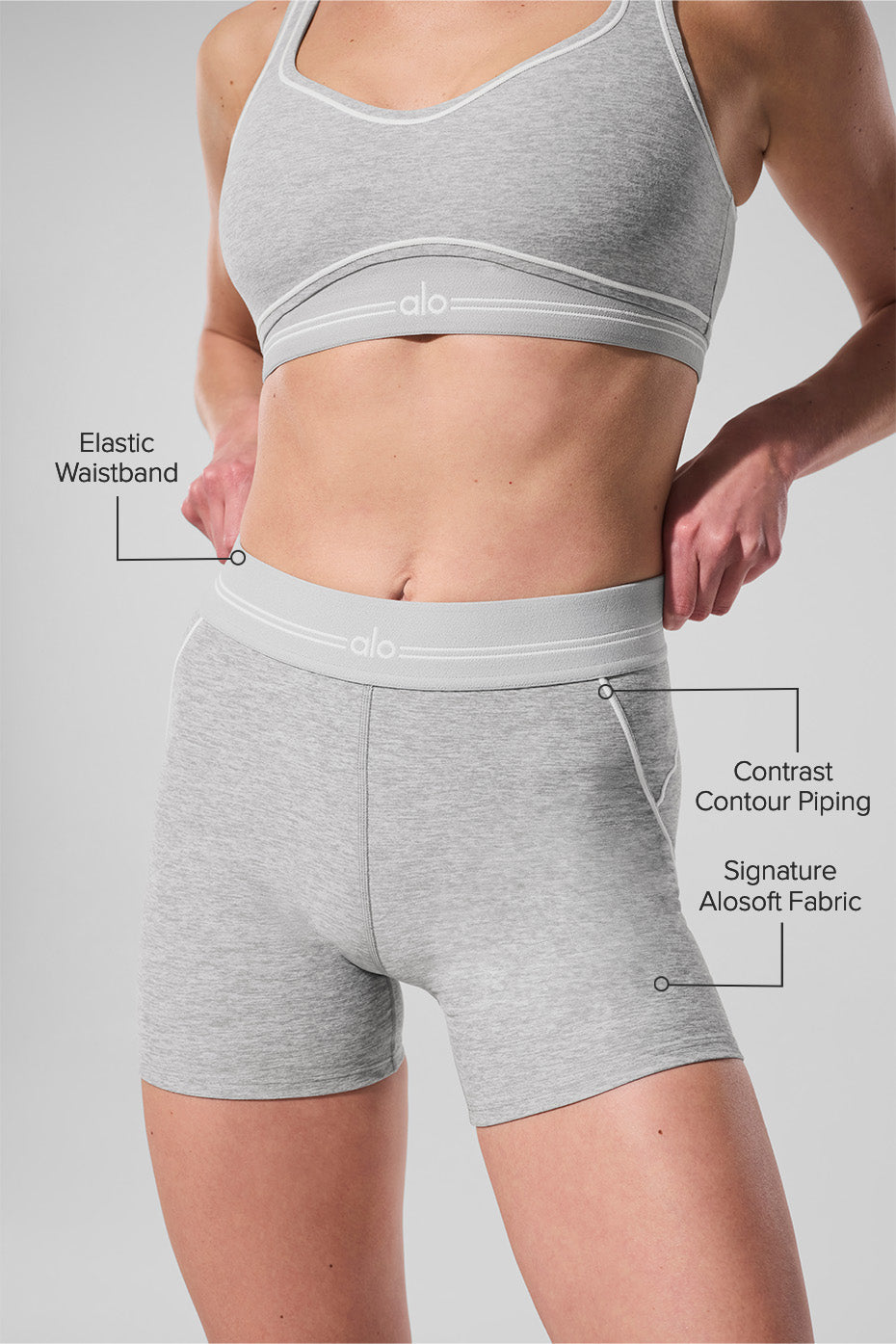 4â€?Alosoft High-Waist Heart Throb Short - Athletic Heather Grey/White