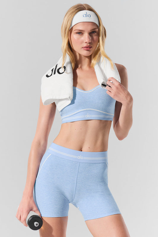 4â€?Alosoft High-Waist Heart Throb Short - Seashell Blue Heather/White