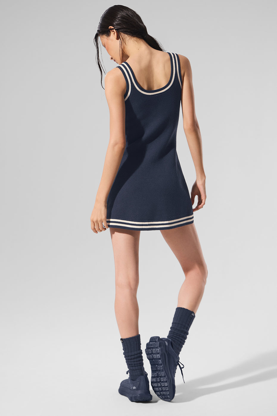 Tennis Club Sweater Knit Dress - Navy/Ivory