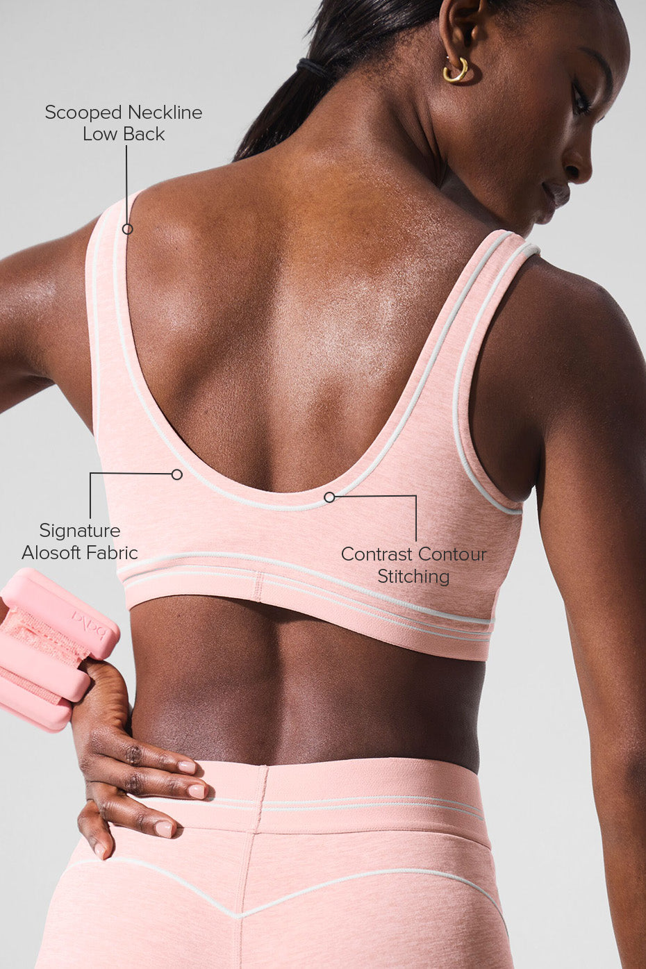 Alosoft Heart Throb Bra - Pink Quartz Heather/White