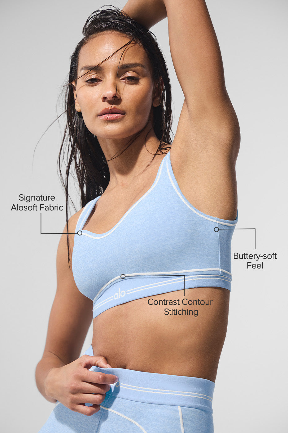 Alosoft Heart Throb Bra - Seashell Blue Heather/White