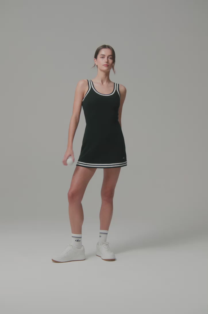 Tennis Club Sweater Knit Dress - Navy/Ivory