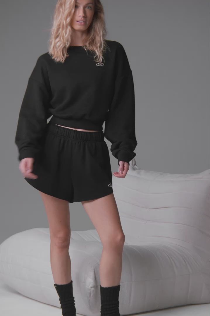 Cropped Accolade Crewneck - Lunar Grey